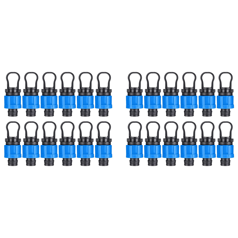NAMUNY 24 Pcs Drip Irrigation Tubing End Cap Plug 1/2 Inch Universal End Cap Fitting, Compatible with 16-17mm Drip Tape Tubing