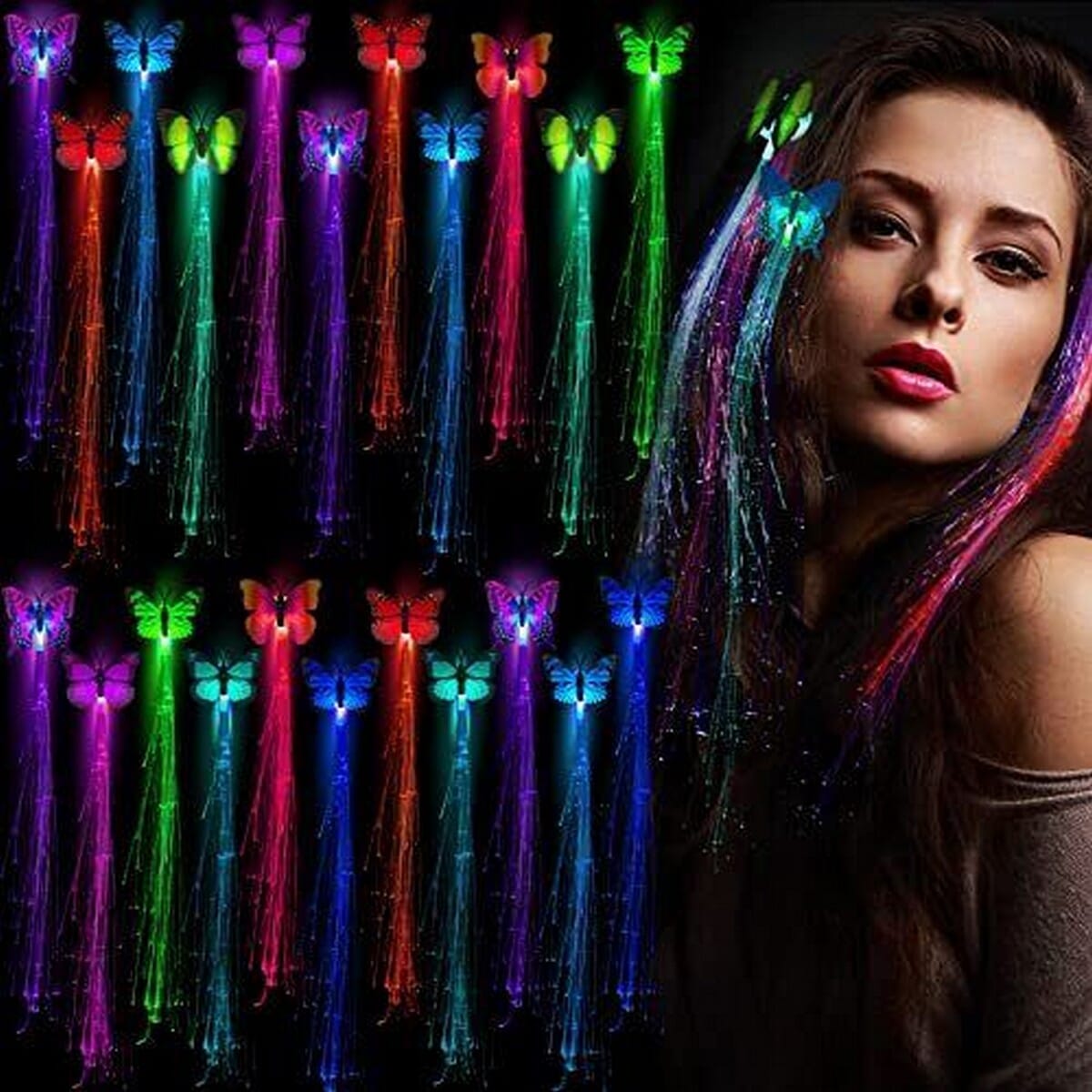 1 Piece Led Butterfly Hair Braid Flashing / Glow / Light Up / Luminous Hair Clips