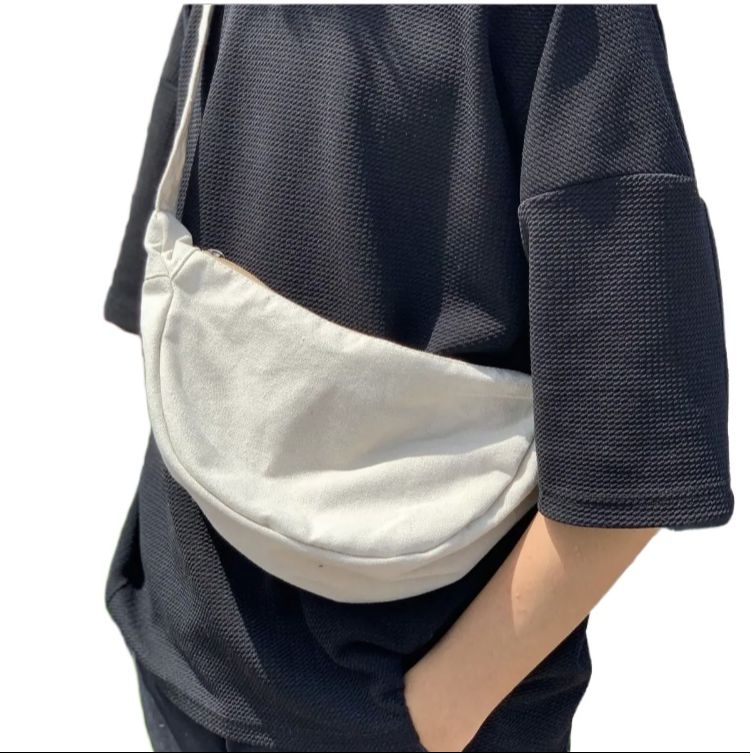 Cotton Canvas Moon Bag | Dumpling Bag | Momo Bag | Crescent Bag For Men and Women