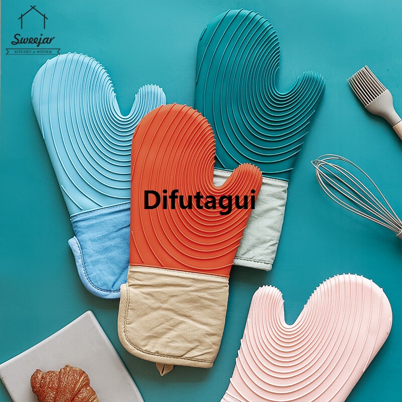 Difutagui SWEEJAR Silicone Cotton Waterproof and Insulated Luxury Gloves Non-slip Gloves for Baking Oven 1Pc