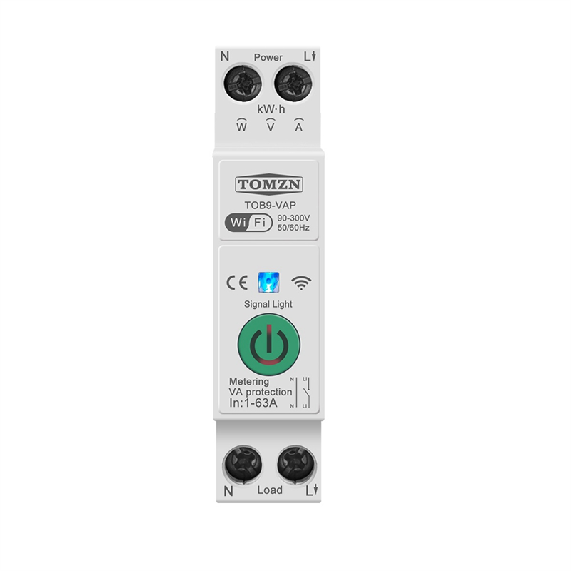 63A Tuya WiFi MCB Circuit Breaker Over Current Under Voltage Protection Power Metering Wireless Remote Control Install Easy To Use