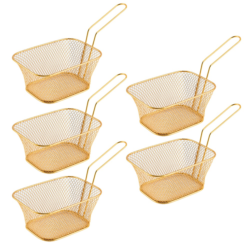 Frying Basket Mini French Fries Frying Basket Square Oil Filter Frying Basket Snack Tableware Basket Large
