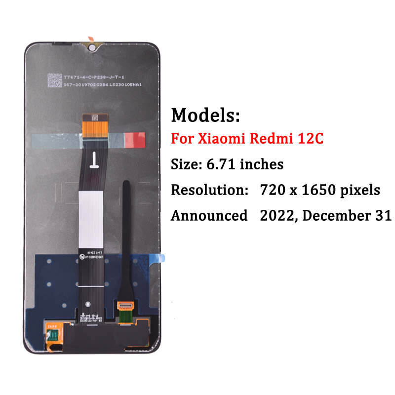 HOT 6.71 inches For Xiaomi Redmi 12C LCD Display With Touch Screen Digitizer Replacement Phone Parts Assembly
