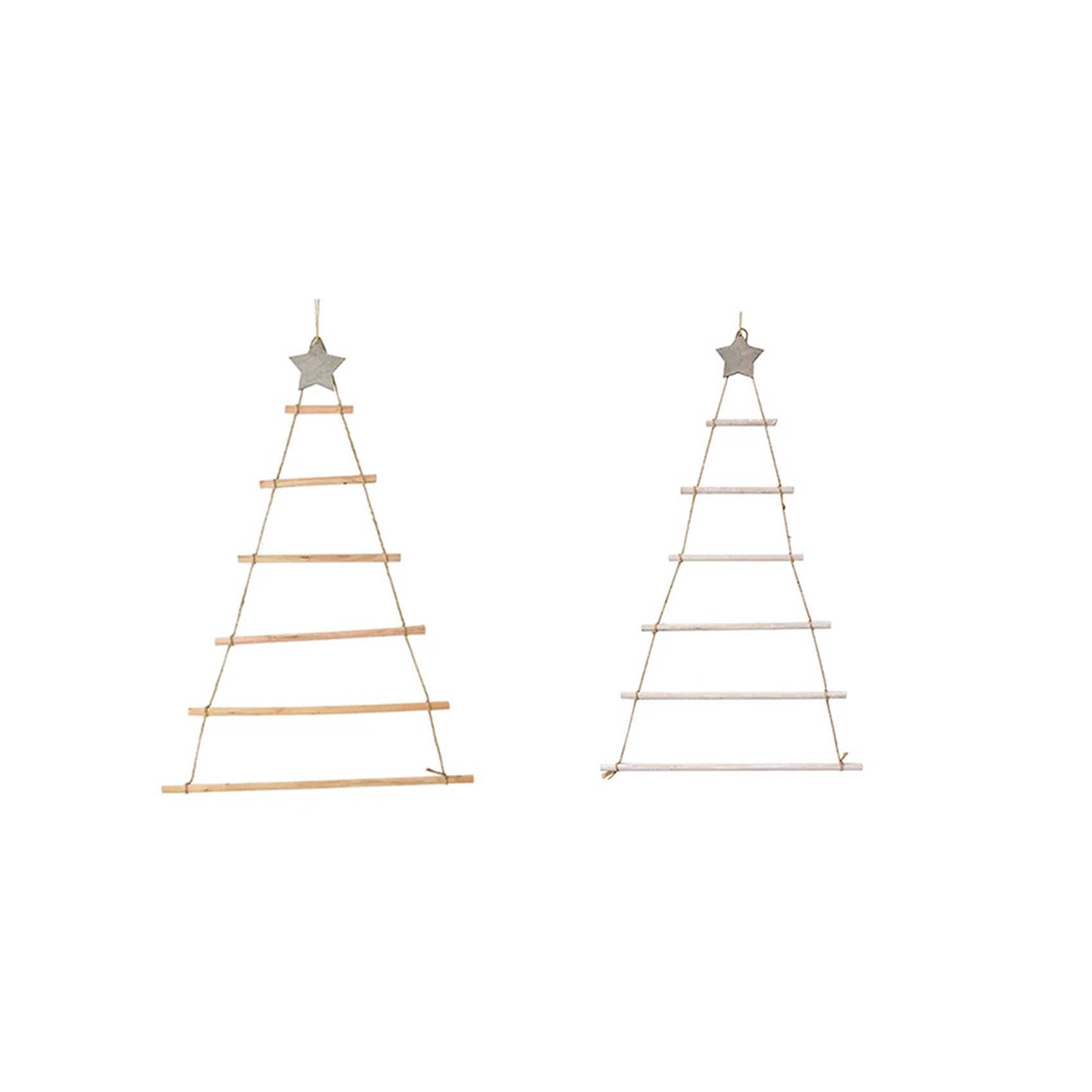 NAMUNY 2 Pcs DIY Wooden Christmas Tree Wooden Wall Hanging Christmas Tree New Year Decoration, Wood Color & ​White