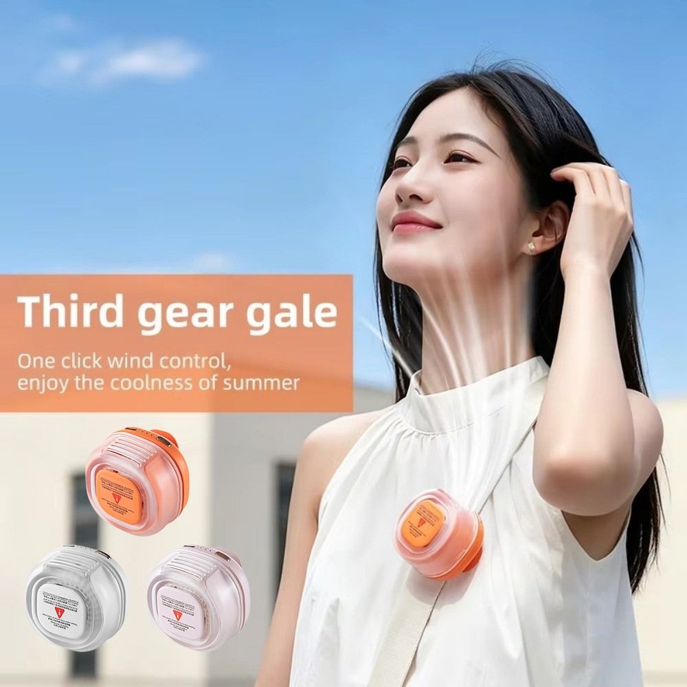 Portable 3 Speeds Clip-On Waist Fan Silent Operation Strong Wind Bladeless Neck Fan Lightweight 360° Rotatable Mini Electric Fan Home Use