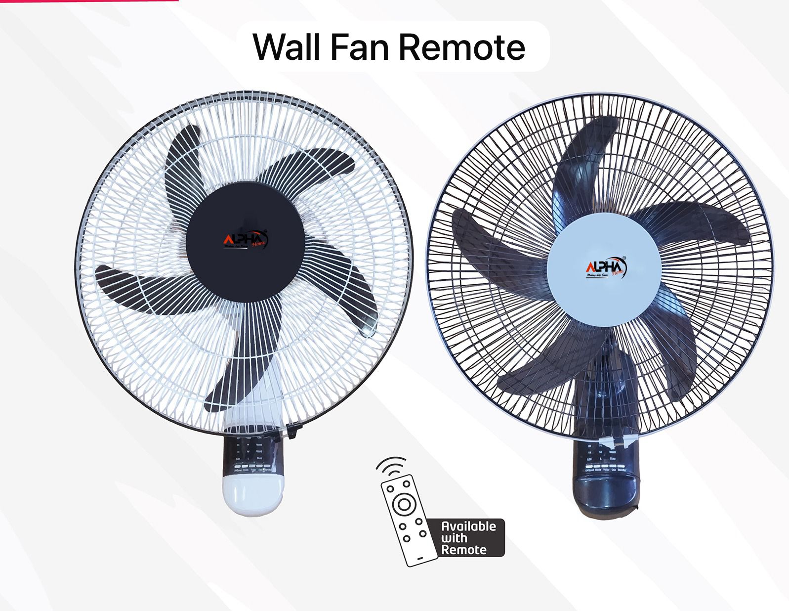 Alpha Home Heavy Duty 16” Wall Fan with Remote - 3 Speed Mode | Strong Cooling