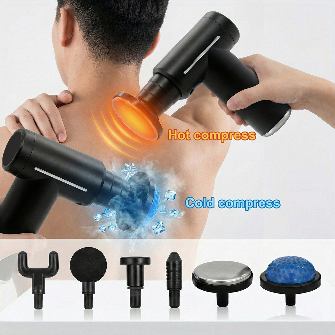 Professional Hot & Cold Compress Massage Gun - 6 Speed Gears Digital Display - Rechargeable Deep Tissue Muscle Massager for Pain Relief