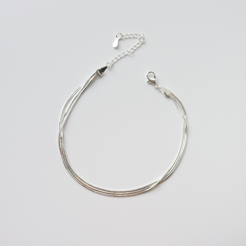 Yuanyan New Arrival Fashion 925 Sterling Ladies Silver three layer Anklet Bracelet For Women Girl Jewelry Foot Jewelry
