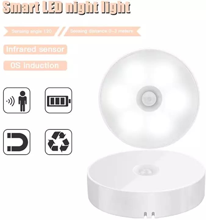 Motion Sensor LED Night Light, USB Rechargeable Energy-Saving Bedroom Washroom Stairs Intelligent Body Induction Lamp