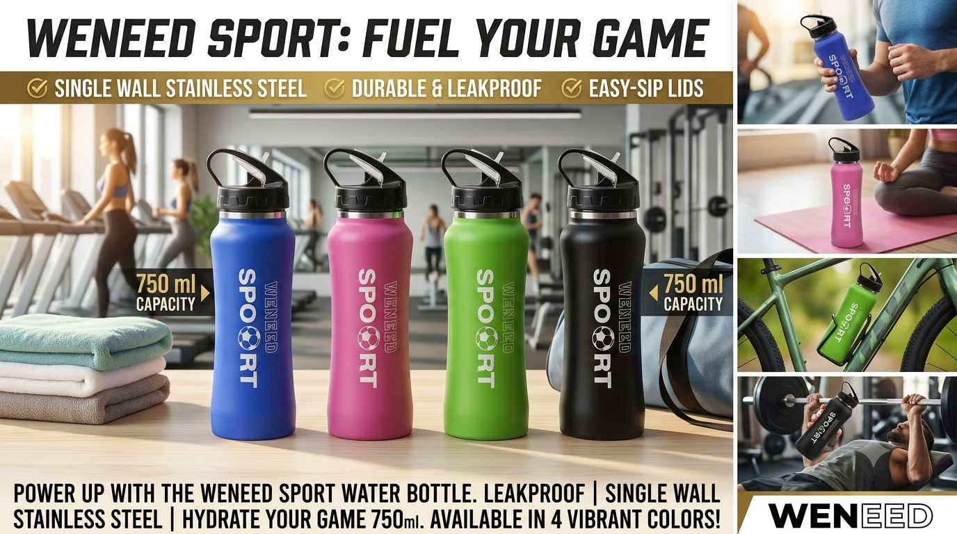 Stainless Steel Single Wall Drinking Sport Water Bottle (750ml)
