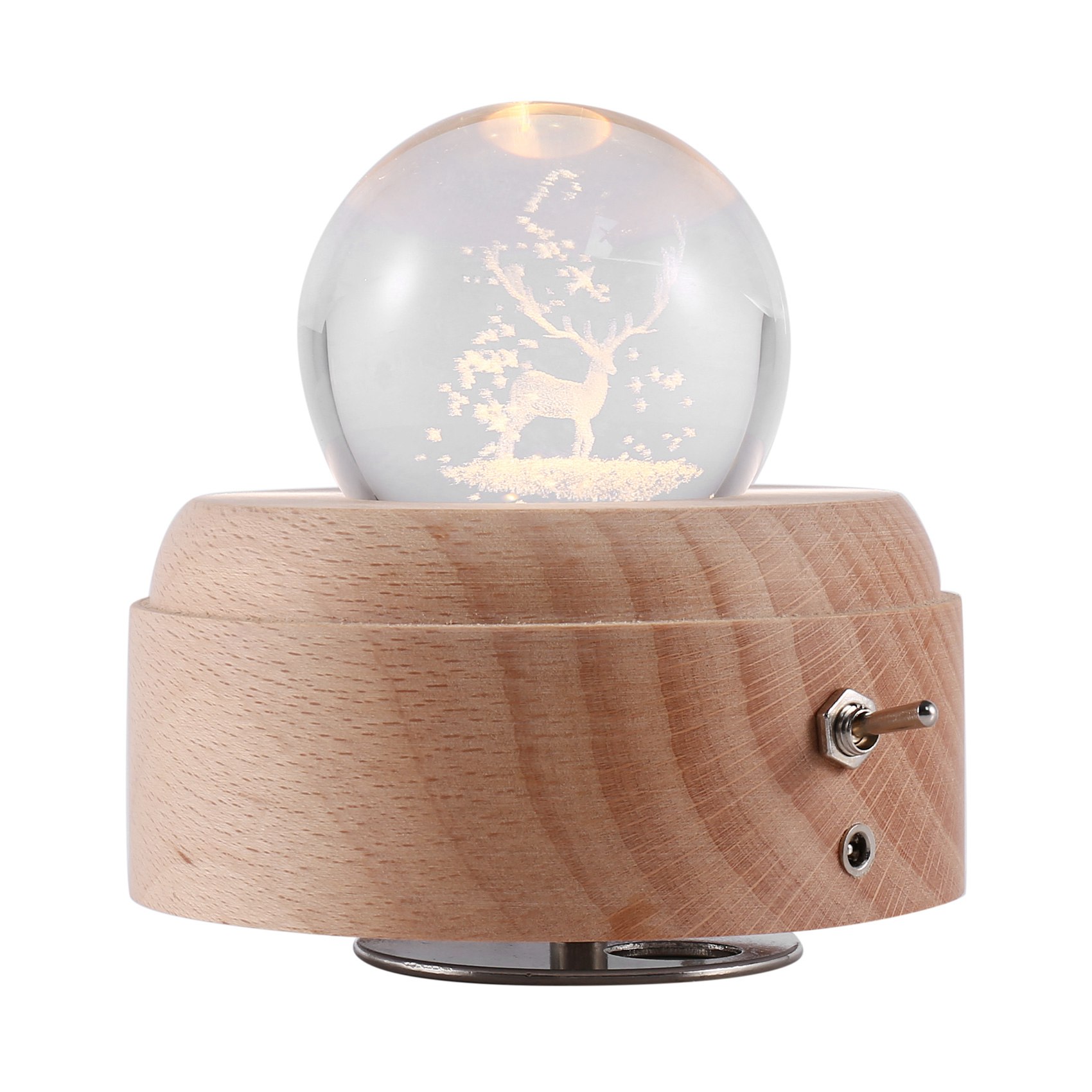 3D Crystal Ball Music Box The Deer Luminous Rotating Musical Box