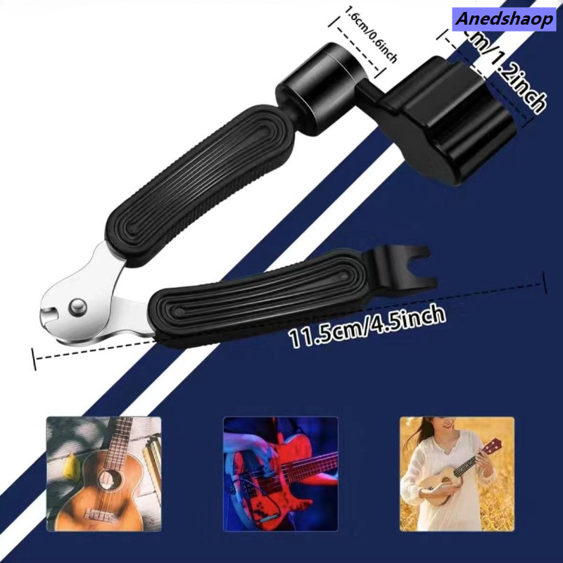 Anedshaop 3 IN 1 Guitar String Winder + String Cutter + Pin New Puller Instrument Guitar Maintenance Tool Repair