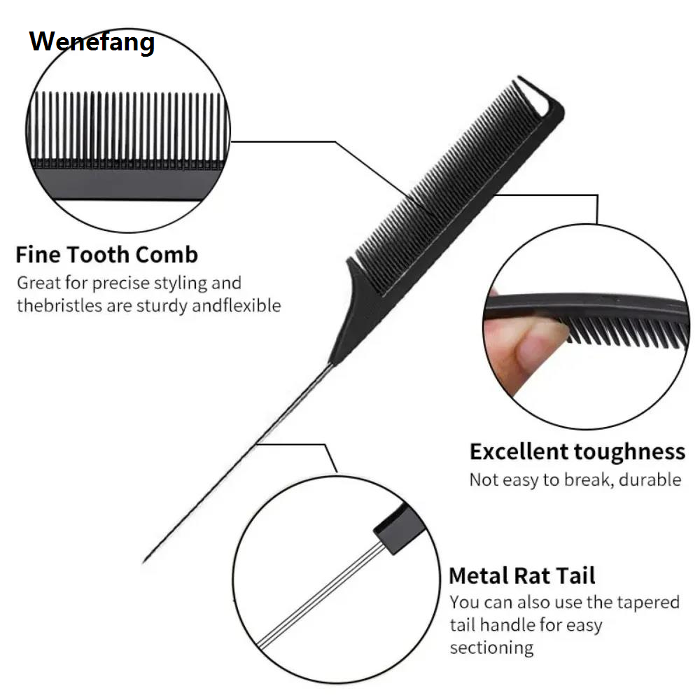 Wenefang 3Pcs Slick Back Hair Brush Set Bristle Hair Brush 【2025 Version】 Brush Teasing Comb for Women Baby Kids Black Hair