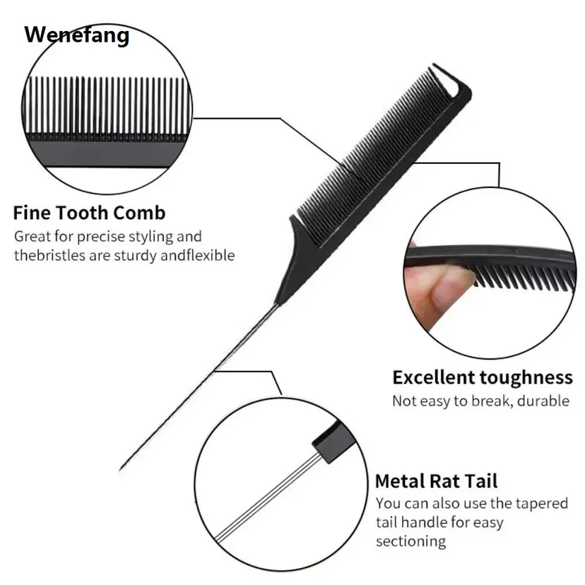Wenefang 3Pcs Slick Back Hair Brush Set Bristle Hair Brush 【2025 Version】 Brush Teasing Comb for Women Baby Kids Black Hair
