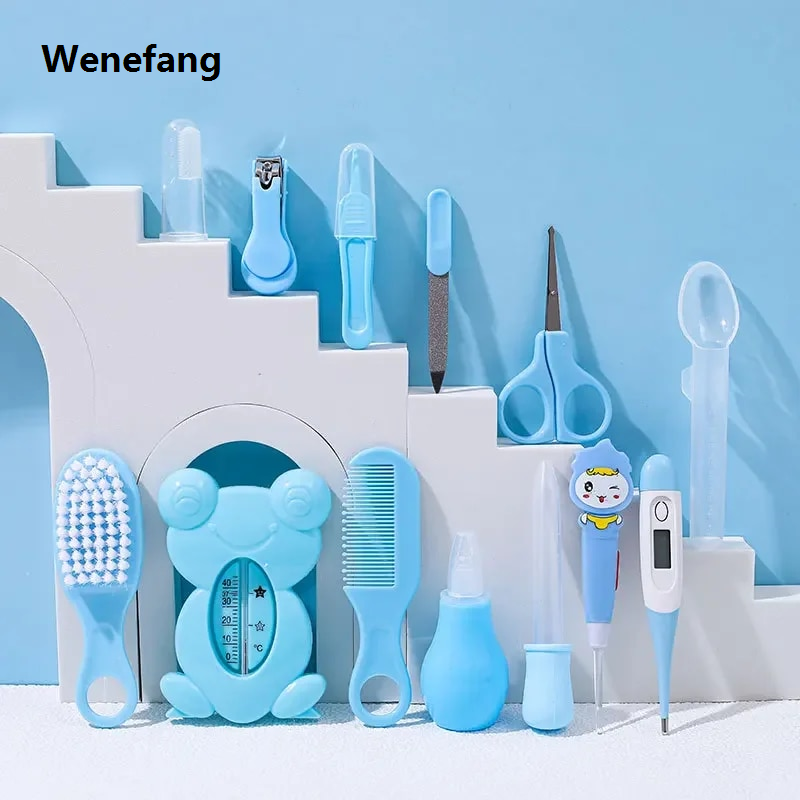 Wenefang Baby Health Care Kit Newborn Nail Hair Thermometer Grooming Brush Kit Clipper Scissor Multifunction Kid Toiletries Kit Baby Care