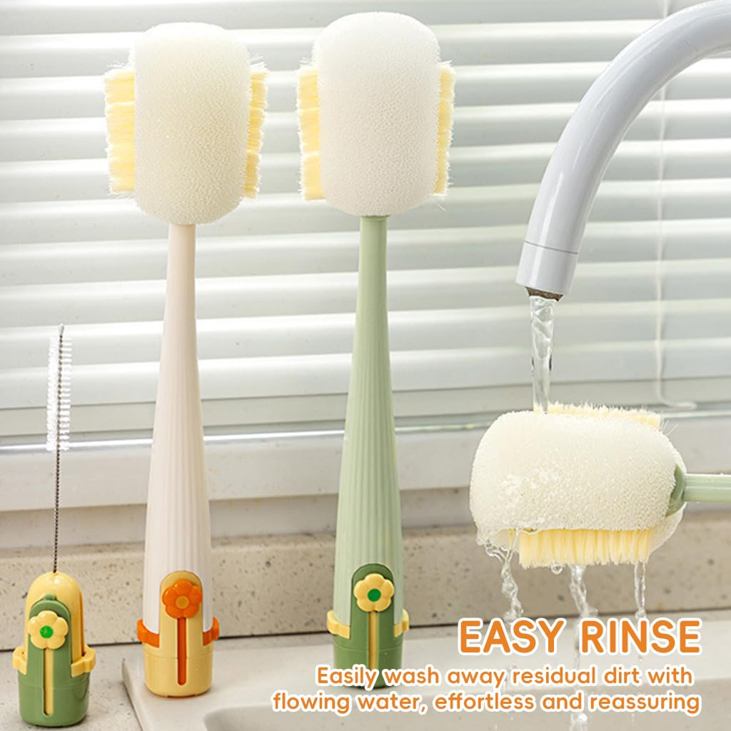5-in-1 Bottle Cleaner Brush - Multifunctional Cleaning Brush Brushes Water Bottle Cleaner Straw, Lid, Gap & Cup Brushes for Travel and Home Use