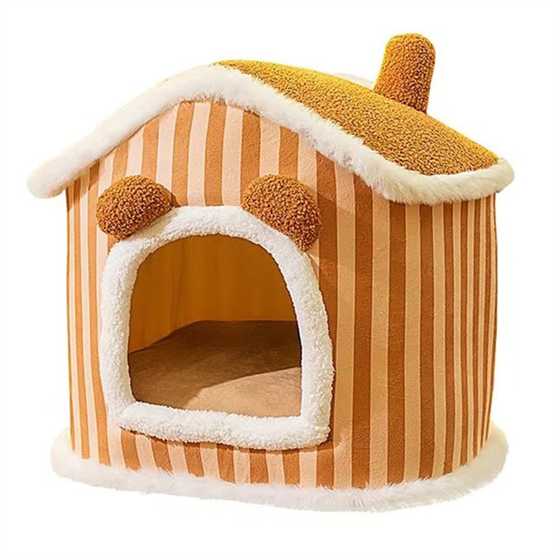 Warm Cat Cave House Shaped Dog Kennel Winter Warm Cat Nest Puppy Cave