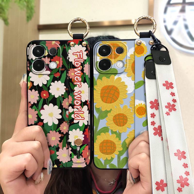 Oil Painting Fashion Design Phone Case For OPPO K12S/K13 5G Wrist Strap Soft case Waterproof Dirt-resistant Shockproof