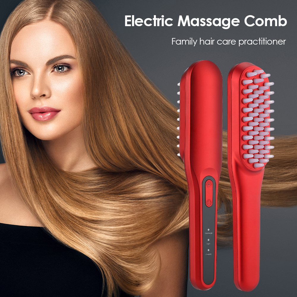 Aweisuan Hot Sale Electric Negative Ion Hairdressing Comb Scalp Treatment Red and Blue Light Therapy Prevent Hair Breakage Anti-loss Massage Scalp