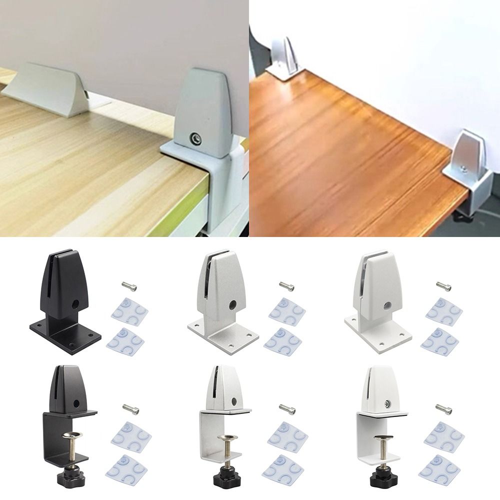 High Quality Aluminum Alloy Office Desk Baffle Clip Black White Silver Multifunctional Glass Clamp Adjustable Furniture Accessories Privacy Screen Clip Desk
