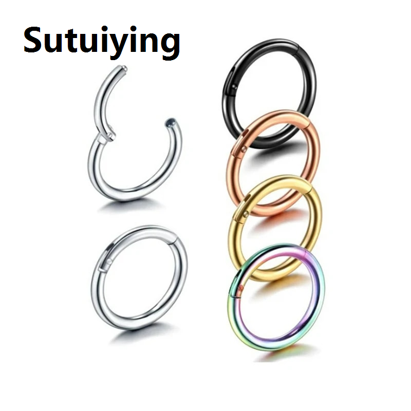Sutuiying 1PC Surgical Steel Tornito Nose Clicker 16G 18G Septum Piercing Clicker Ear Cartilage Pircing Earring Helix Septum Cliker Ring