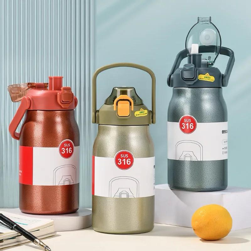 800ML Stainless Steel Thermo Water Bottle 316 Portable Thermal Mug with Leak-Proof Cap for Outdoor Activities