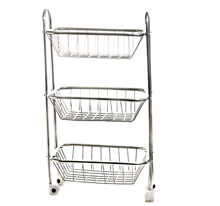 Famous 3 Steps Stainless Steel Vegetable Trolley Kitchen Rack