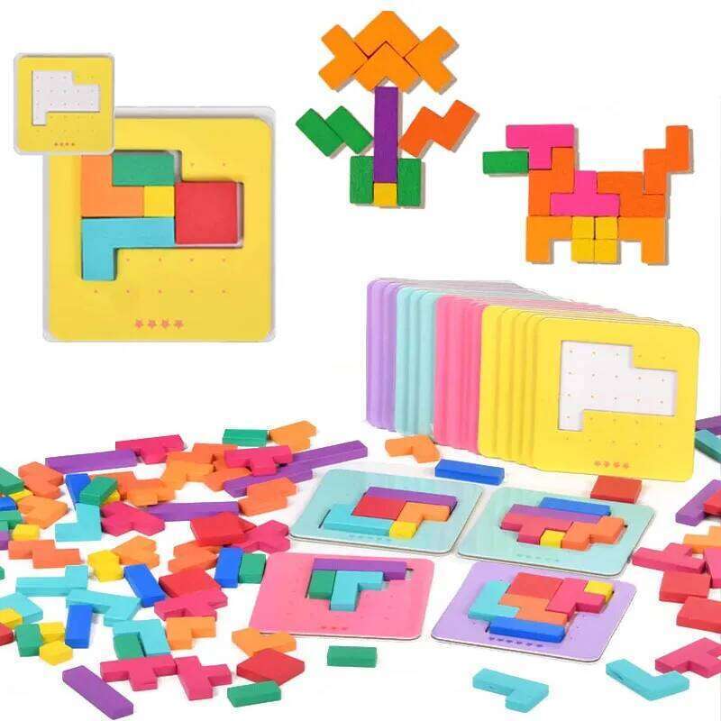 Montessori Desktop Puzzle Battle Table Game Tangram Math Toys Building Blocks Board Color Shape Training for Kids Gift