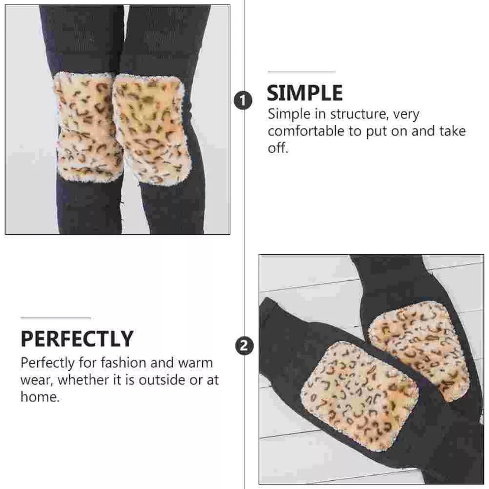 1 Pair Winter Leg Knee Cover Unisex Thick Fur Knee Warmers Knee Pain Relief By Shophill