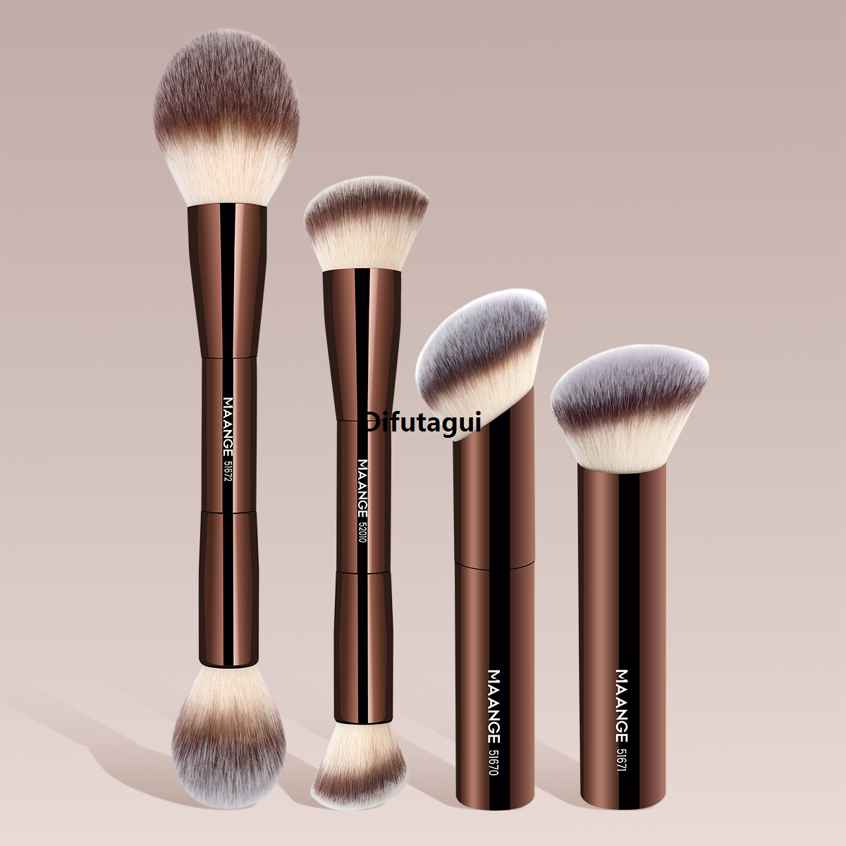 Difutagui Hair Makeup Tool Brush, Finish Foundation, Powder Contour Brush Set, Double 4PCS MAANGE, Flawless Makeup, Soft and Fluffy Head