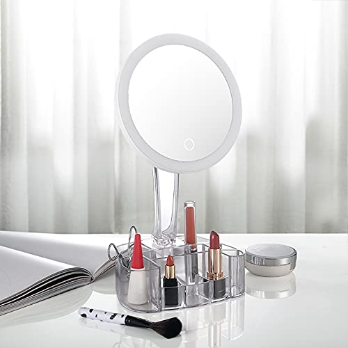 Makeup Mirror LED USB Rechargeable Makeup Organizer Mirror Table Mirror Universal Ladies Magnification Abs Clear Detachable