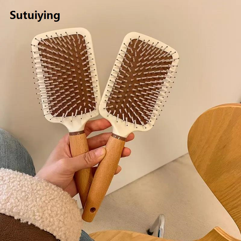 Sutuiying Airbag Comb Wooden Comb Scalp Massage Air Cushion Comb Fluffy 2025 Ladies Special Curly Hair Rib Comb Anti-static Modeling