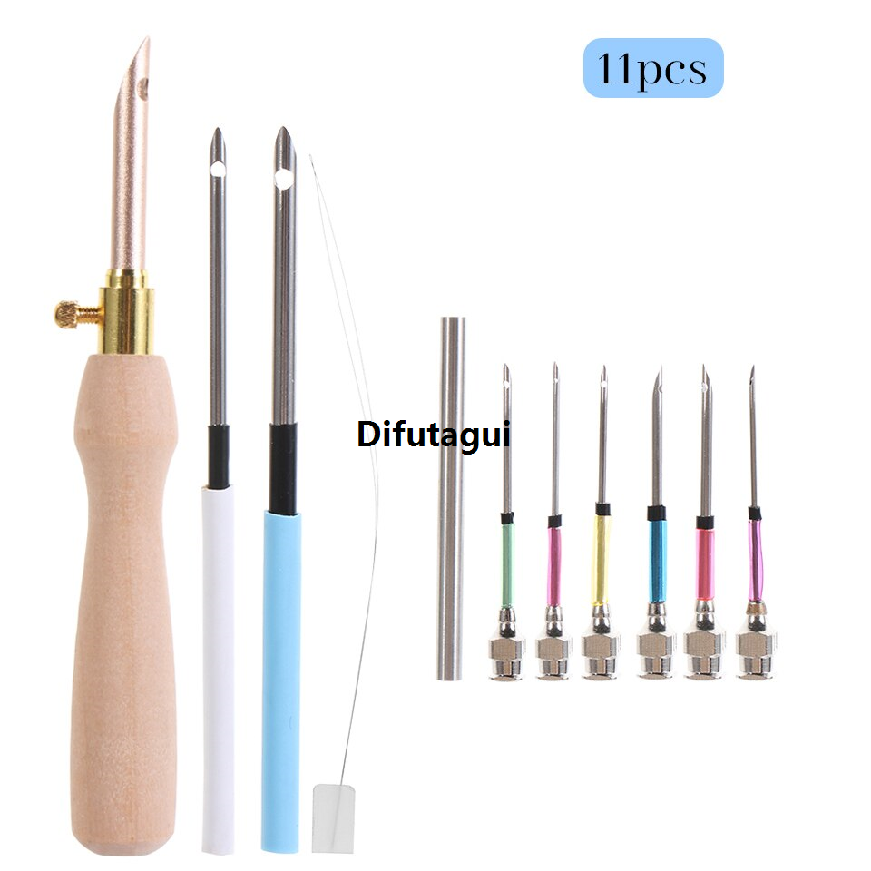 2025 New LMDZ 11Pcs Punch Needle Embroidery Kits Wooden Yarn Embroidery Pen Crochet Knitting DIY Craft Stitching Sewing Tools