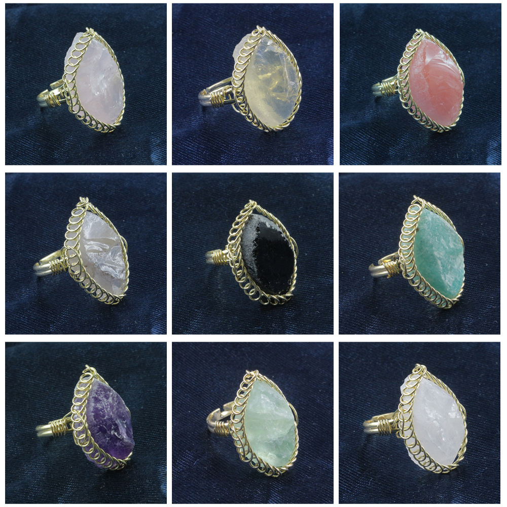 【New arrival】Appearance Import and Export Decorations Retro Men's and Women's Decorations Personality Popular Crystal Ring Pointed Art