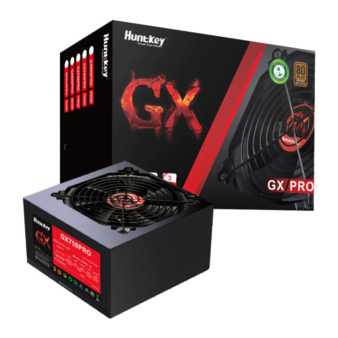 HUNTKEY POWER SUPPLY GX750 PRO | 750W Power | 80 PLUS Bronze | Wide Range Voltage | Low Noise cooling | Non modular | 1 Year Warranty