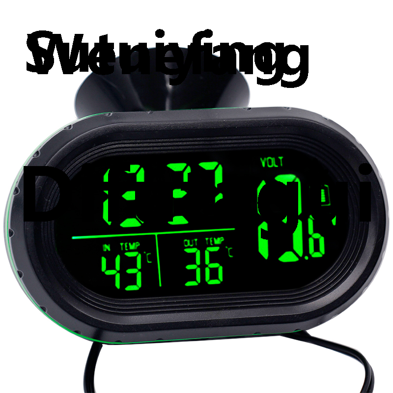 Difutagui Wenefang Sutuiying DC12V -24V 4 in 1 Time Date Dual Temperature Auto Digital New Car New style Thermometer Voltage Meter Monitor Luminous Clock Freeze Alert
