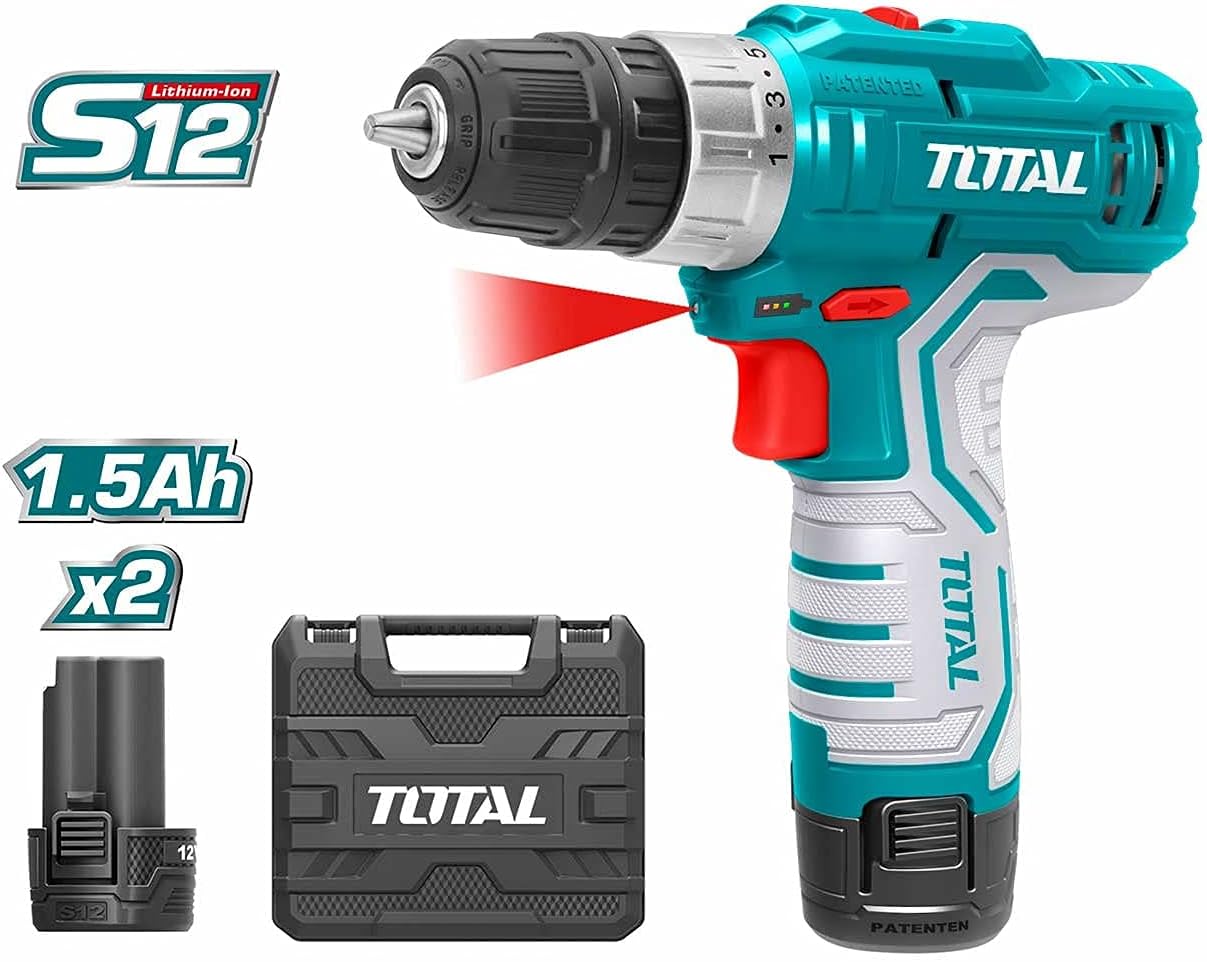 Total Tools Drill Machine Cordless 12V With 2 PCS Batteries