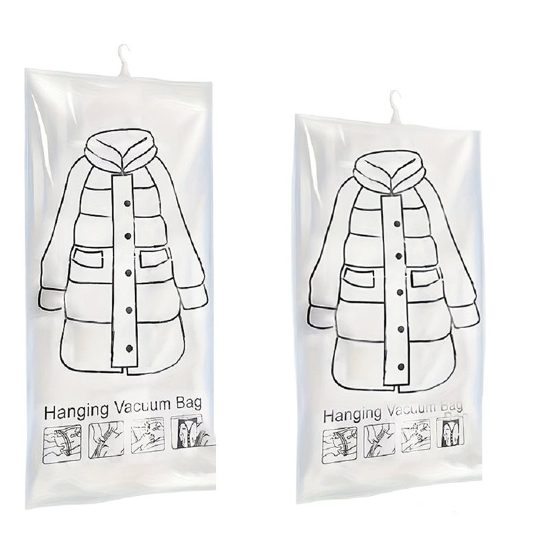 Vacuum Sealer Bags 8pcs Hanging Design for Clothes, Suits, Jackets-Wardrobe Organizer with Storage Capacity