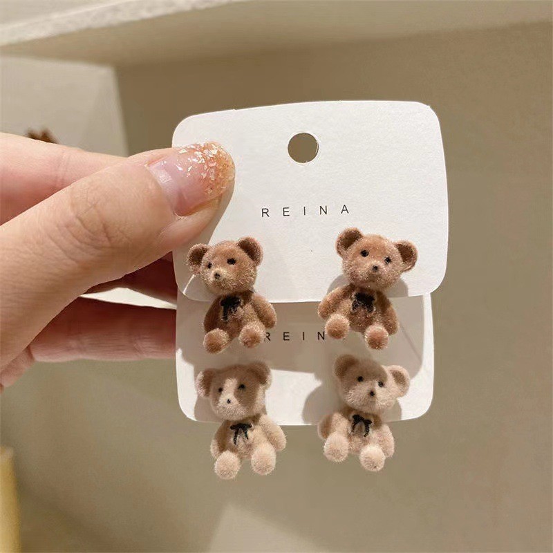 Enacolor Cute Bear Earrings Women Girl Ins Accessories New