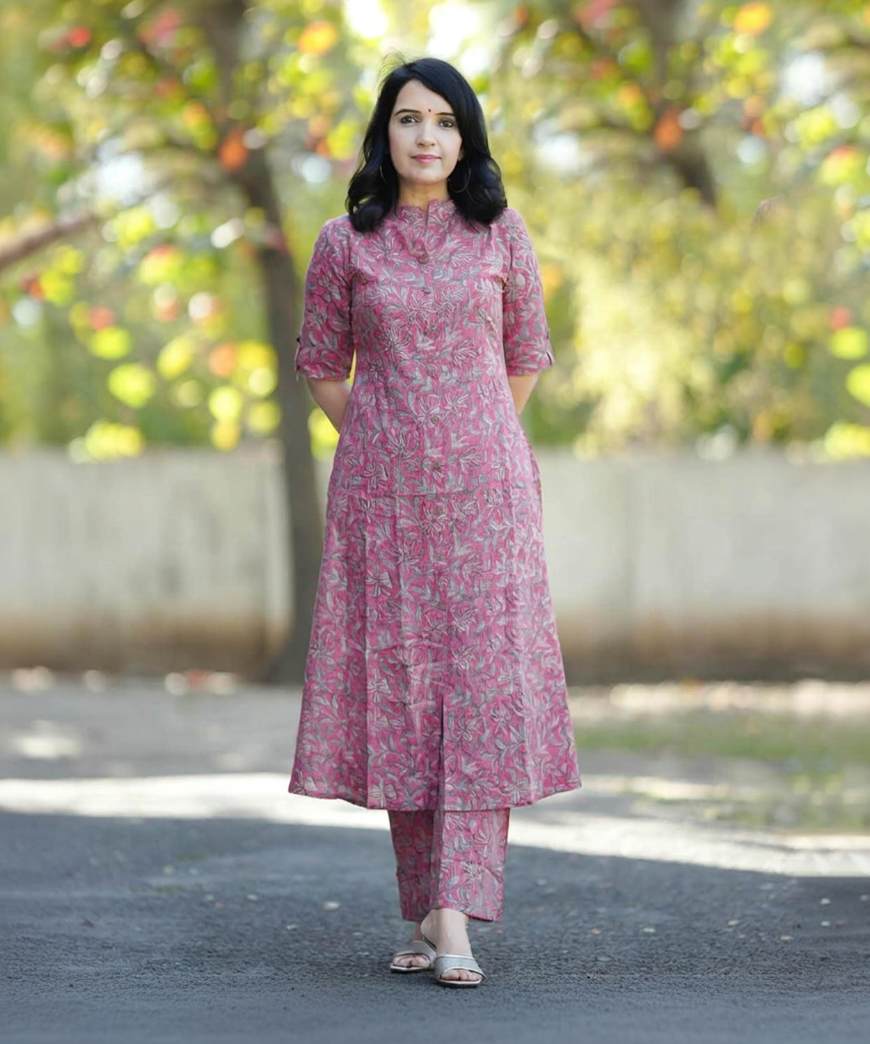 Fabdale Floral Printed Kurti Palazzo Set | Festive, Casual & Party Wear (DVST-024)