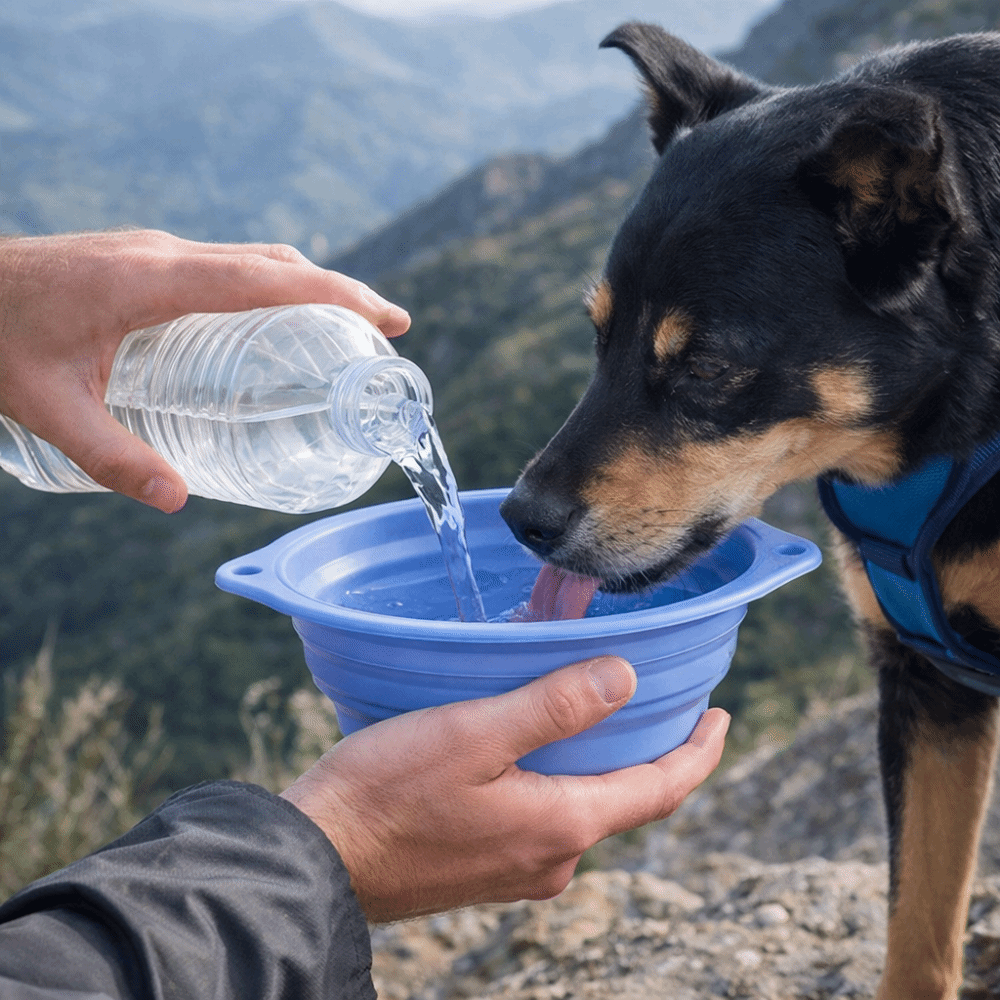 Portable Large Capacity Foldable Silicone Bowl Double Ear Buckle Leak Proof Collapsible Dog Bowl Anti-slip Macaron Color Water Food Bowl Pet Feeding