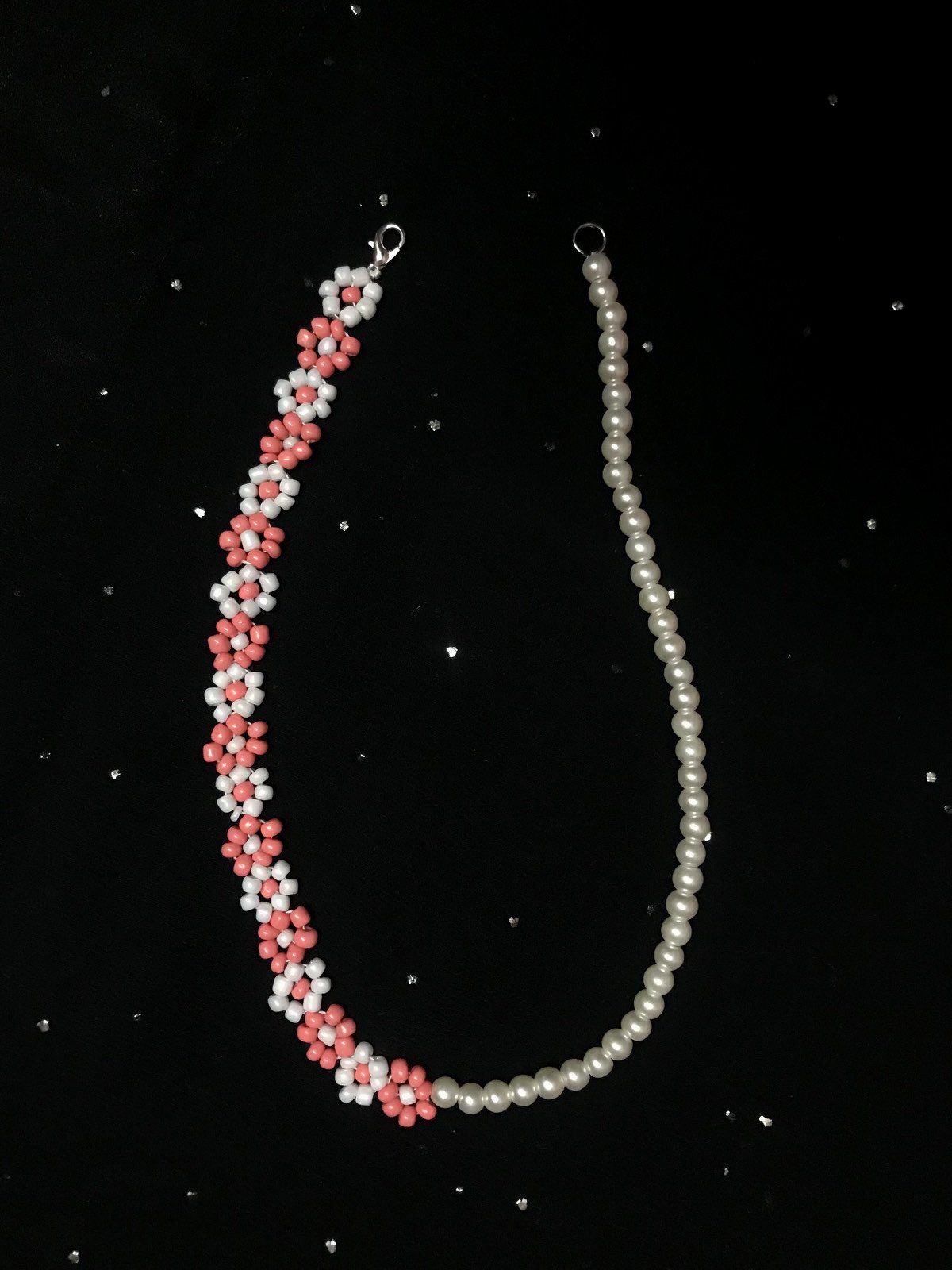 Half Flower and Pearl Combined Necklace