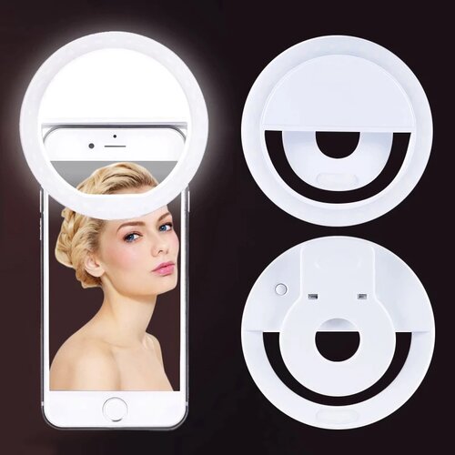 Rechargeable Portable Selfie Ring Light for Camera Phone Light LED Flash RK12