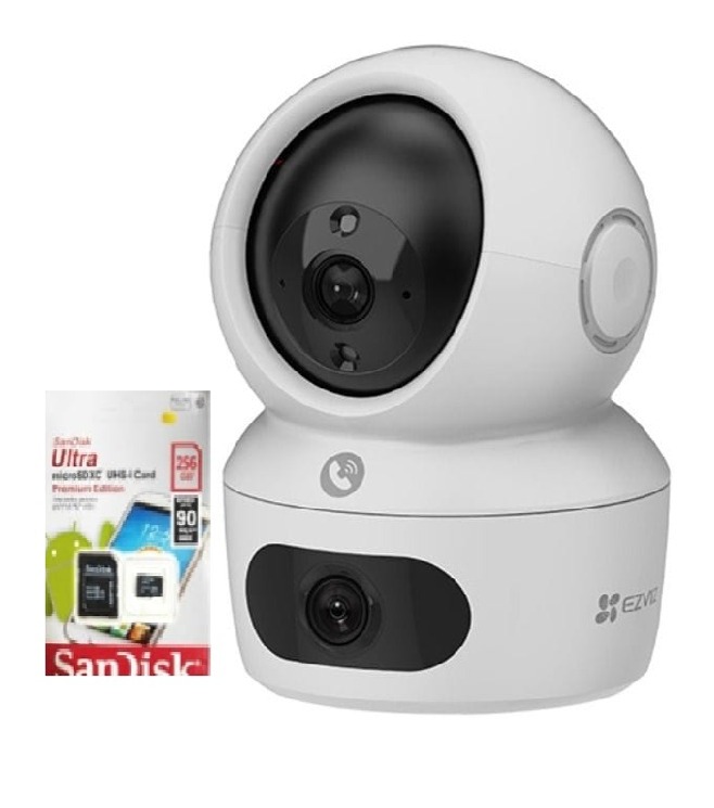 Ezviz H90 Dual 4MP Outdoor ColorVu Dual-Lens Pan & Tilt Wired/Wireless CCTV Camera (SanDisk 256 GB SD Card Included)