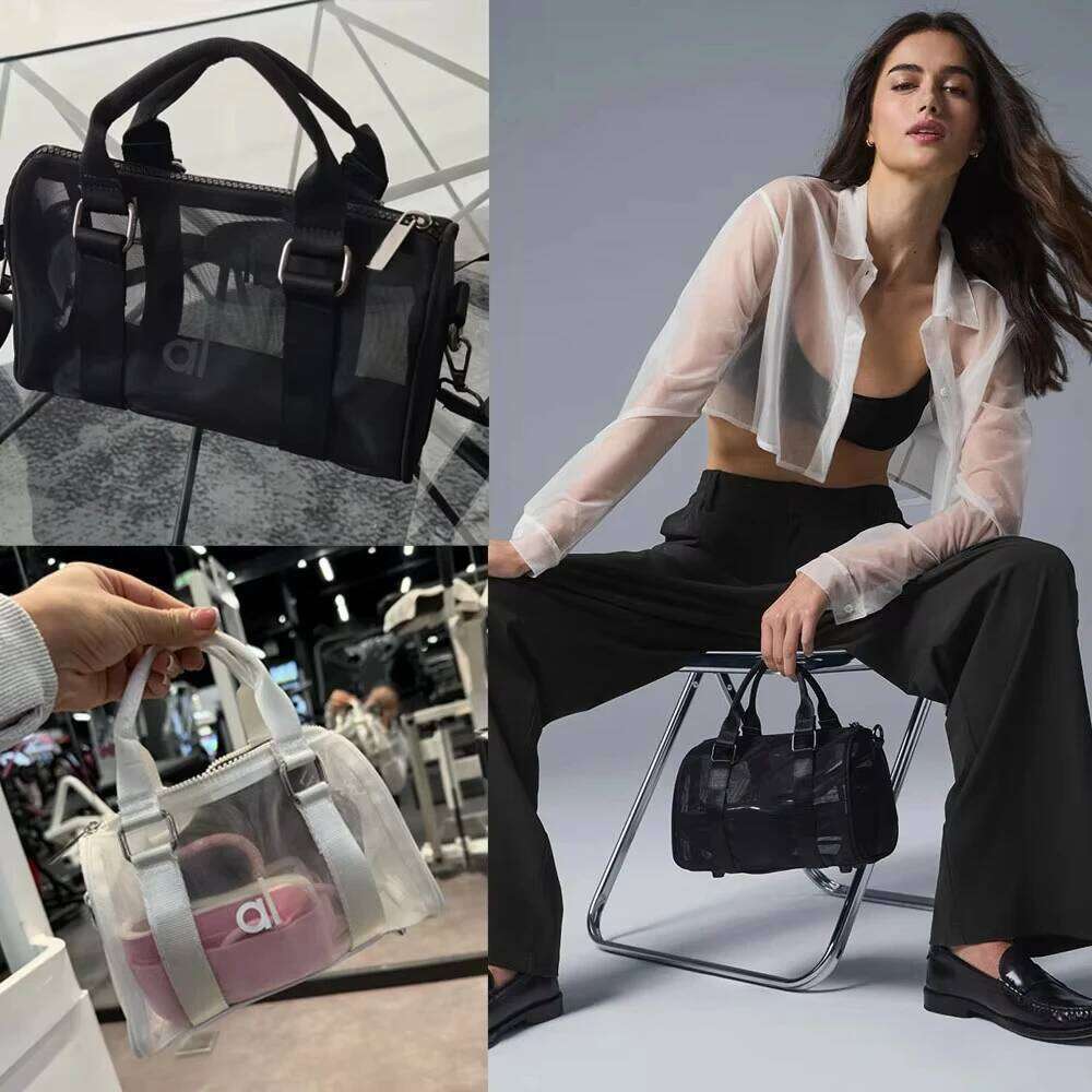 AL Womens Mini Sheer Duffle Trend Genuine Mesh Surface Shoulder New Zipper Handheld Crossbody Small Bag