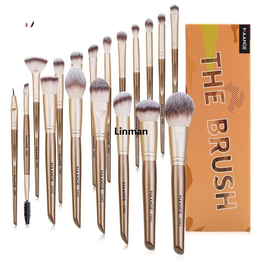 MAANGE 18PCS Professional Makeup Brushes Set with 1PCS Powder Puff Soft Detail Foundation Contour Blush Brush Beauty Tools