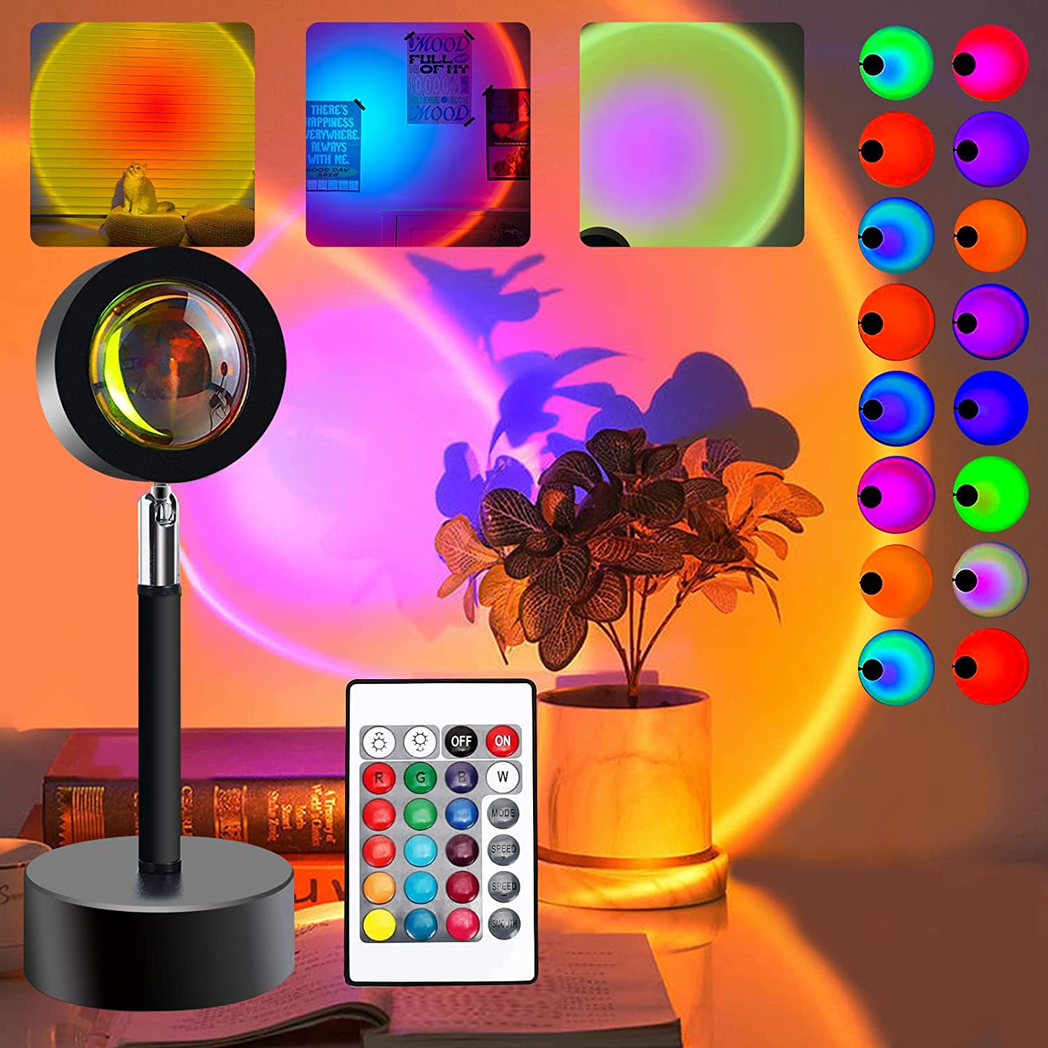 16 Color Sunset Projection LED Lamp With Remote Control