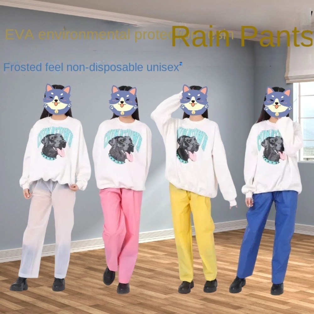 Portable Waterproof Rain Pants EVA Non-disposable Sport Raincoats Unisex Rain Gear for Camping Hiking Outdoors