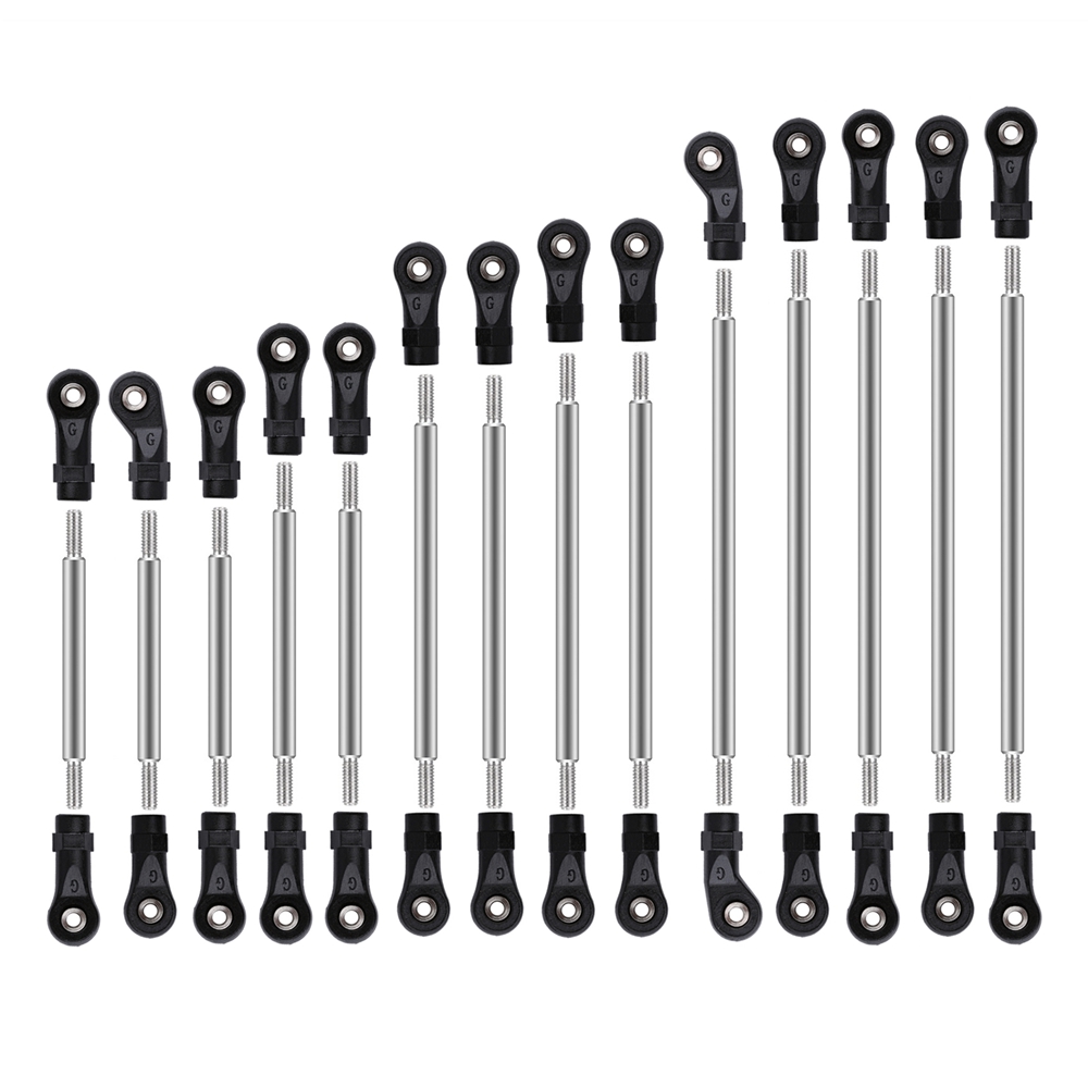 ARELENE 14 Pcs Stainless Steel Links Linkage Pull Rod Unassembled Kit for 1/10 RC Crawler Car TRX6 Upgrade Parts
