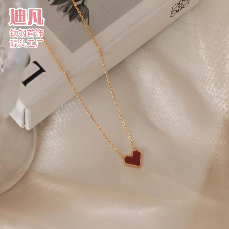 【Top Picks】Titanium Steel 18K Gold Love Necklace Anklet Women's Ins Style Light Luxury Niche Design Sense New Mori Style Simple Heart Shape